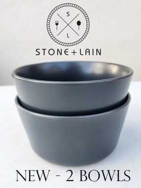 NEW Set of 2 Stone Lain Stoneware Round bowls Dinnerware Gray Replacement Matte